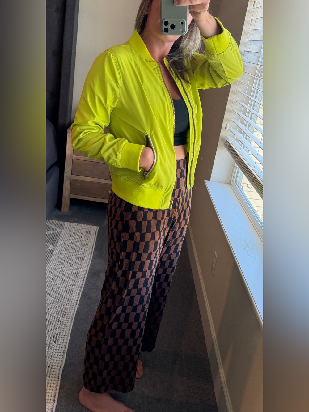 Myellement Neon Electric Yellow Bomber Jacket - Vibrant & Chic!